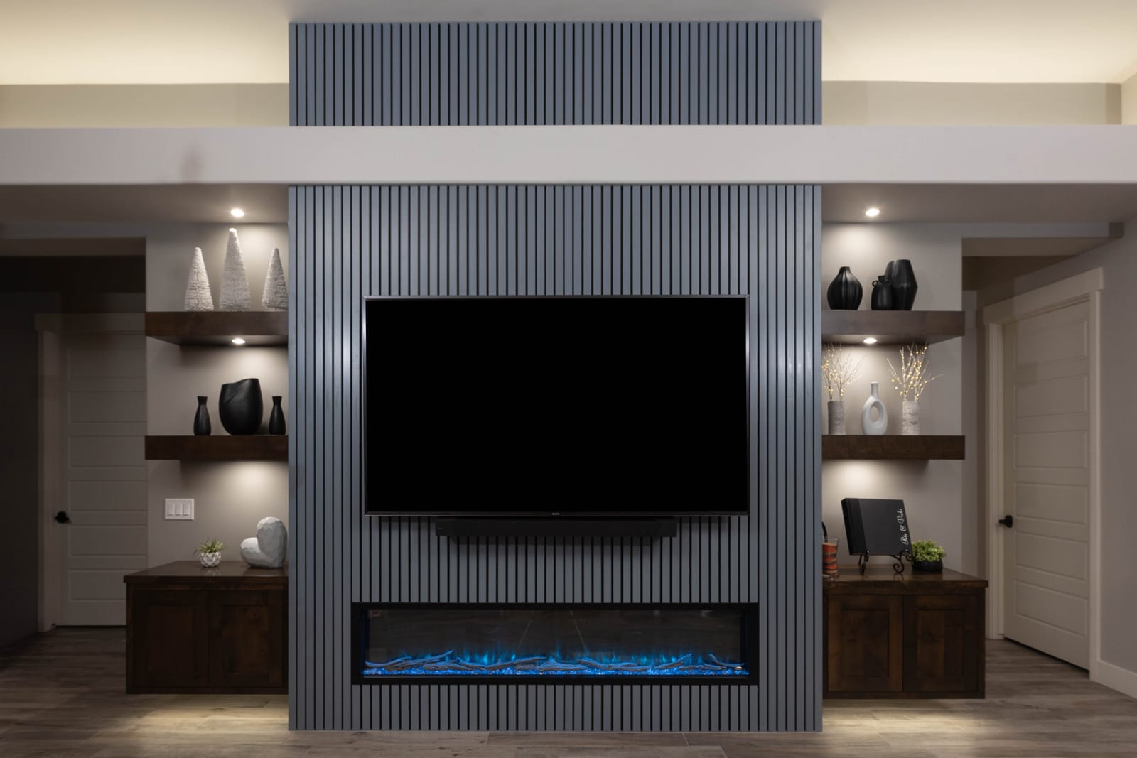Fluted Media Wall with Linear Fireplace in Buckeye, AZ, after photo 2