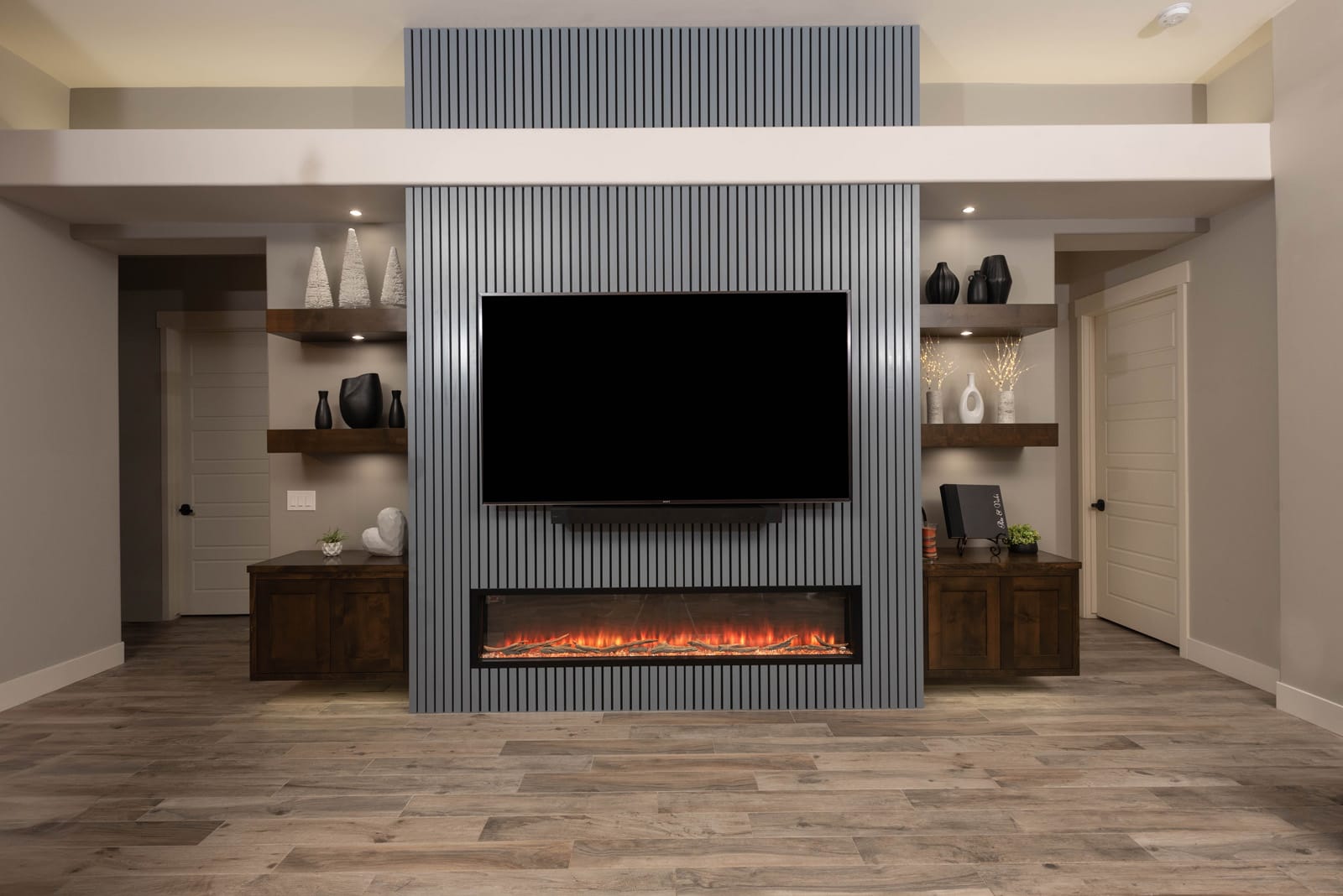 Fluted Media Wall with Linear Fireplace in Buckeye, AZ, after photo 3