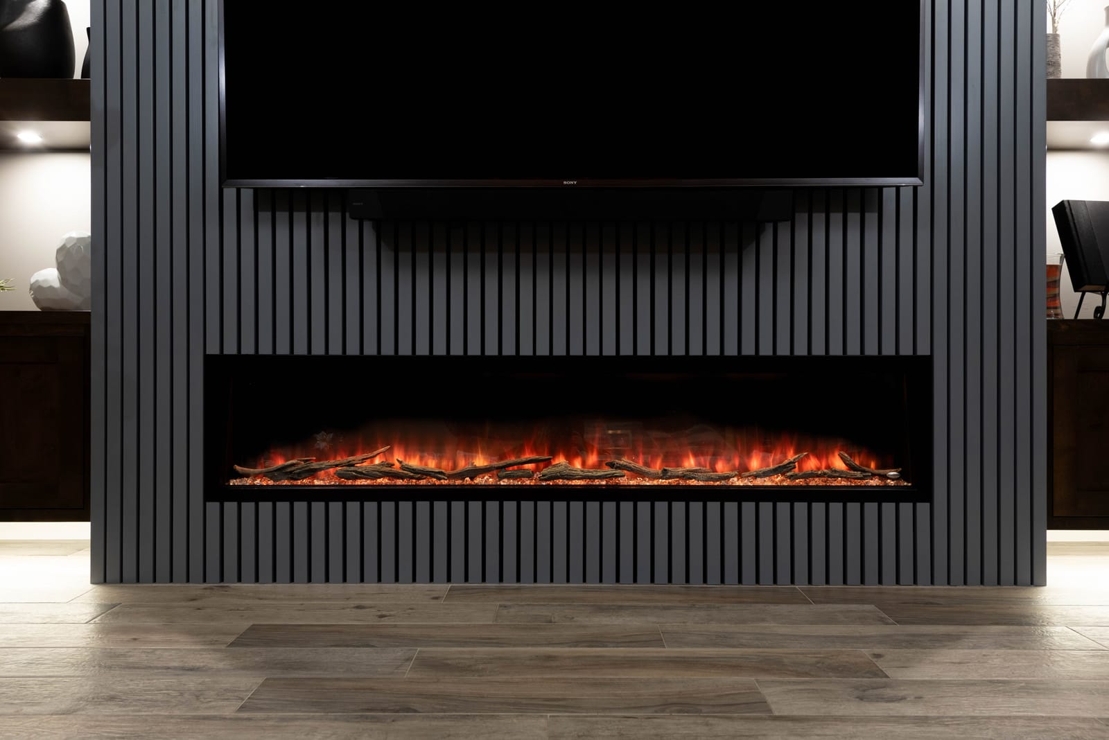 Fluted Media Wall with Linear Fireplace in Buckeye, AZ, after photo 4