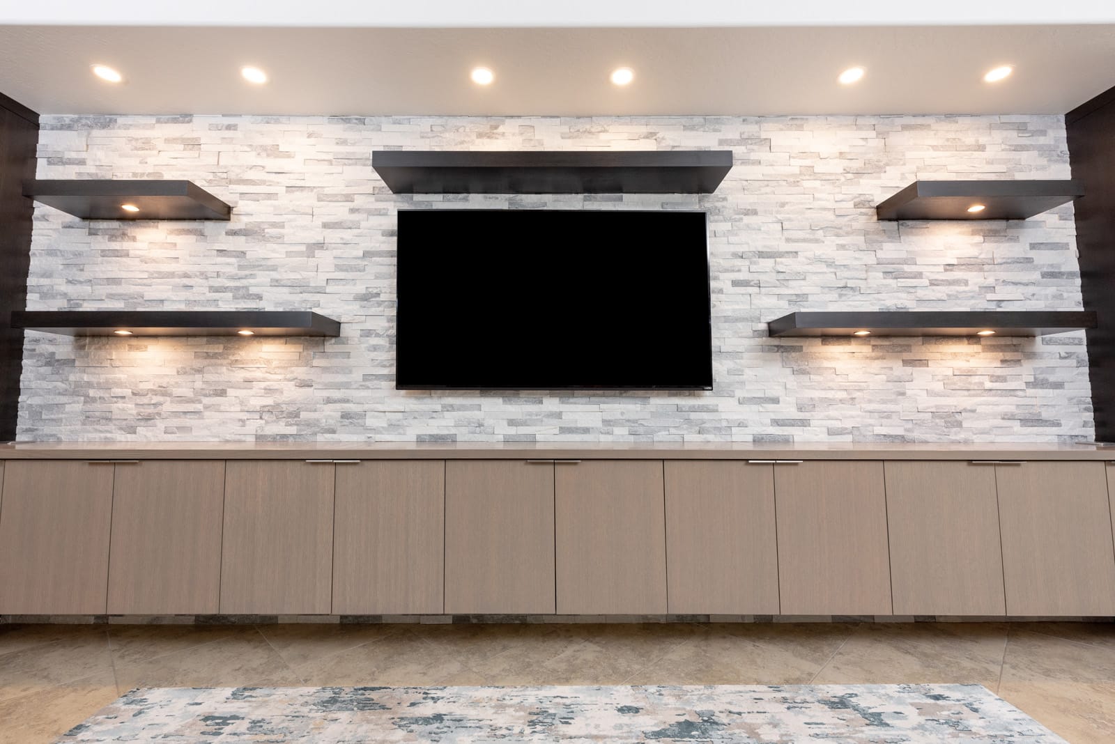 Stacked Stone Media Wall in Glendale, AZ, after photo 2