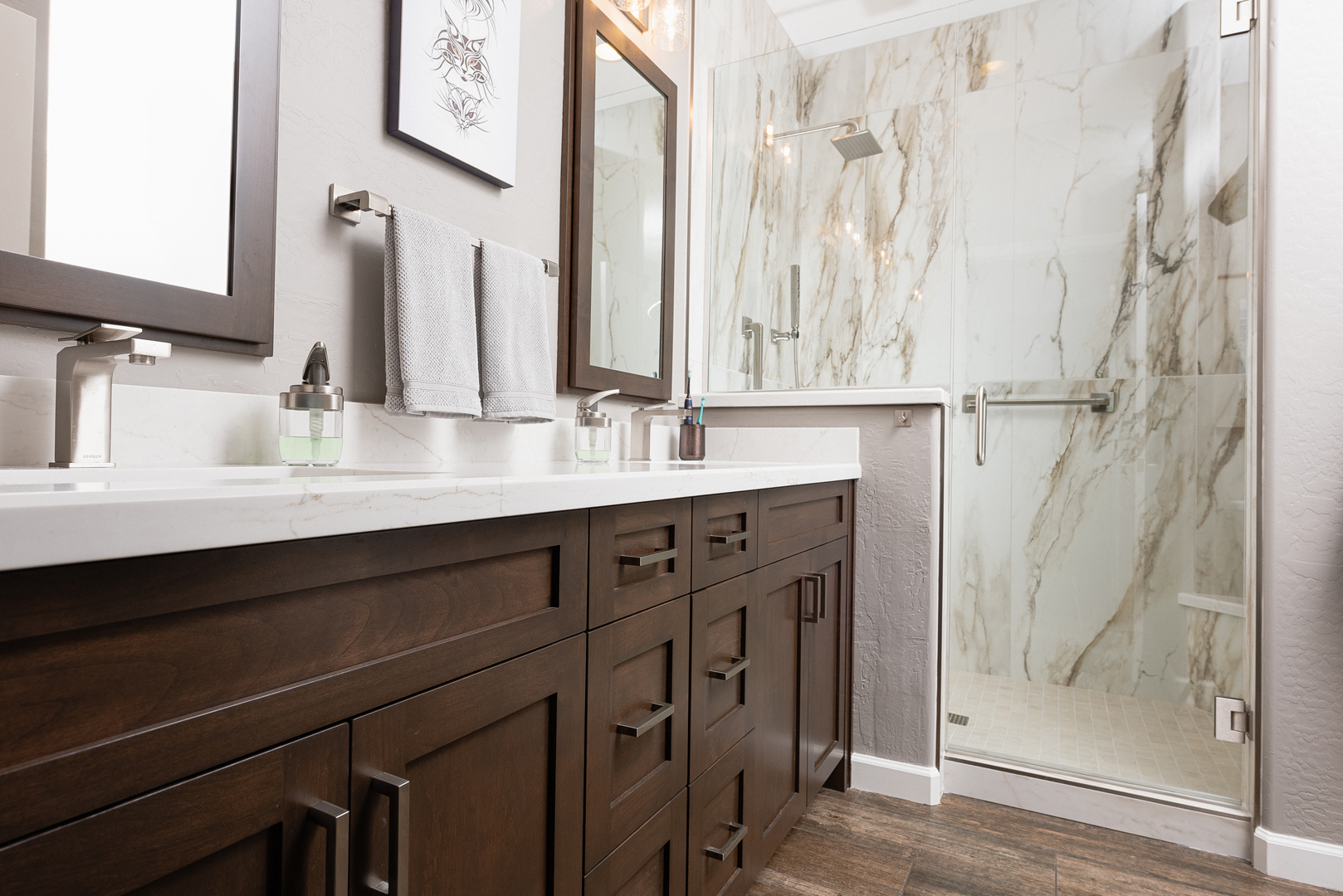 Alder & Quartz Master Bath, finished project
