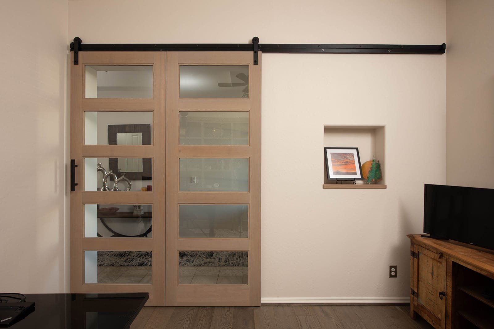 Media Wall, Office & Beverage Center in Surprise, AZ, Den & Home Office, after photo 6