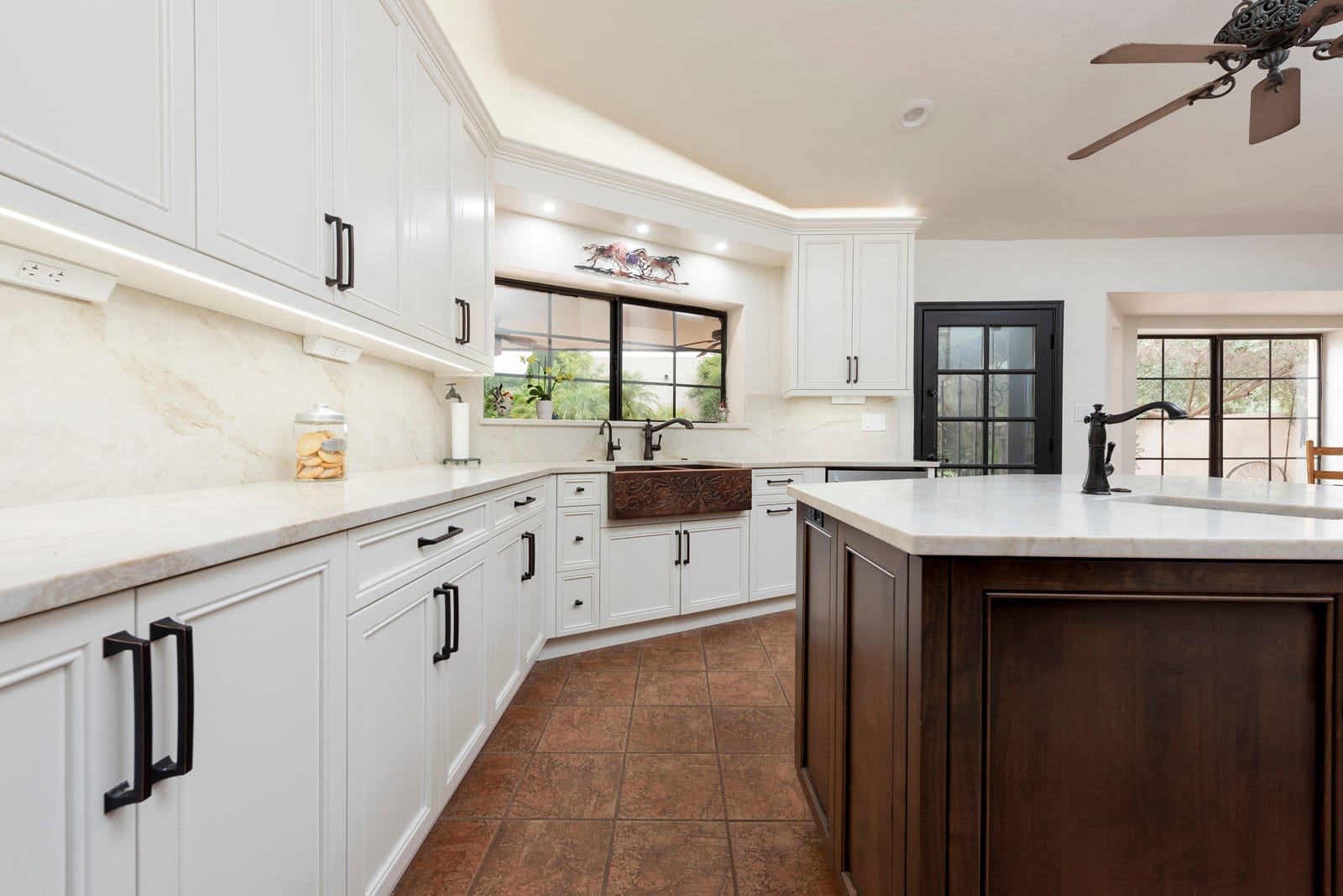 Bright White Kitchen with Custom Storage in Cave Creek, AZ, after photo 2