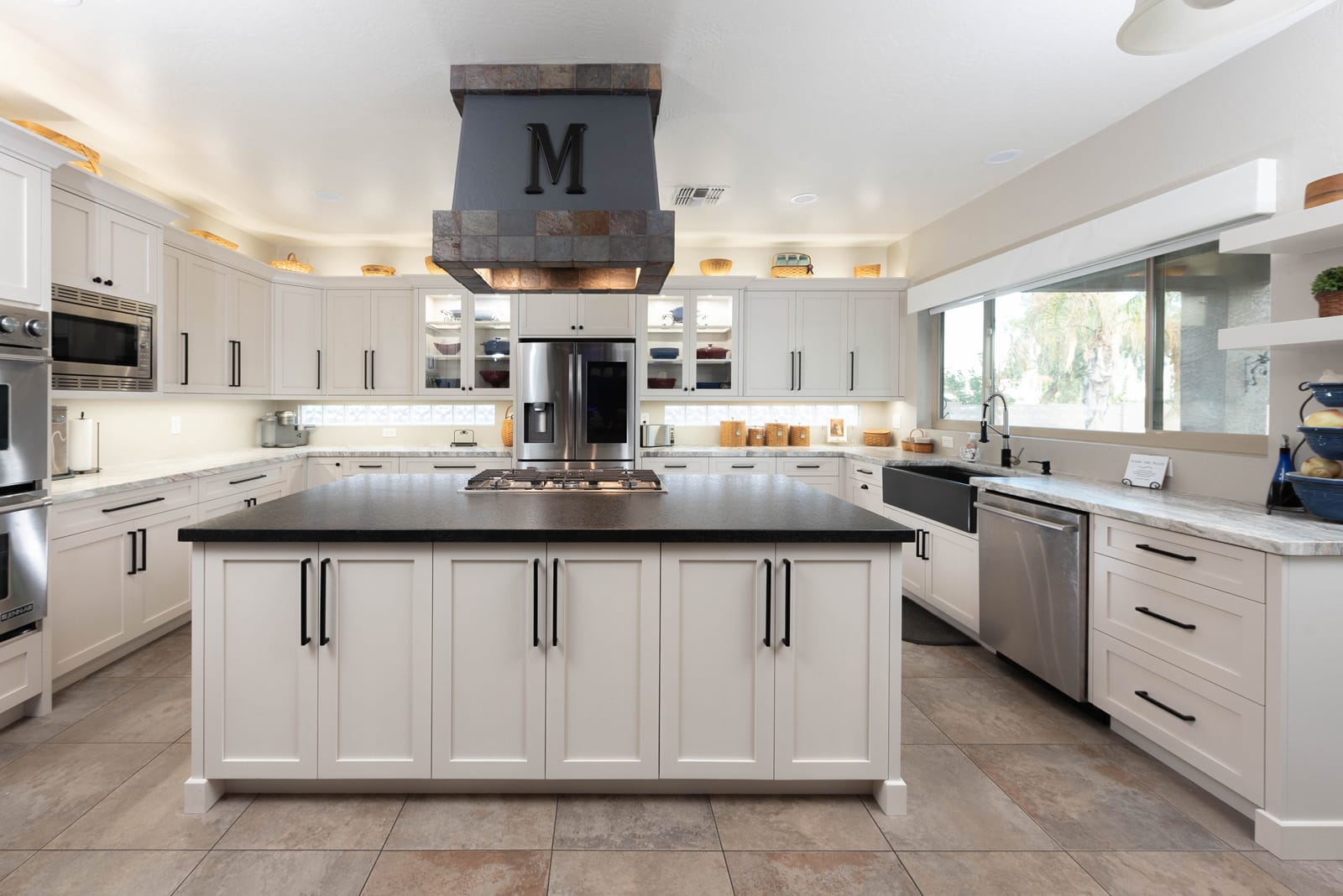 Custom White Kitchen & Monogram Hood, finished project