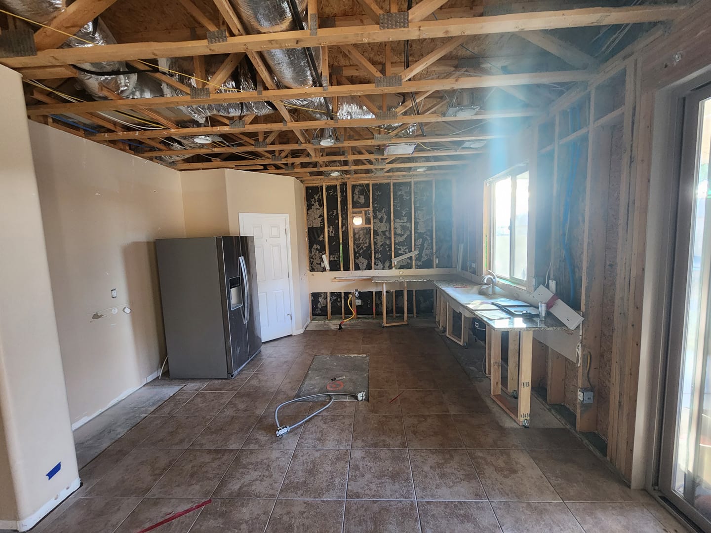 kitchen, Framing & rough-in: New framing, plumbing and electrical run for the new layout.
