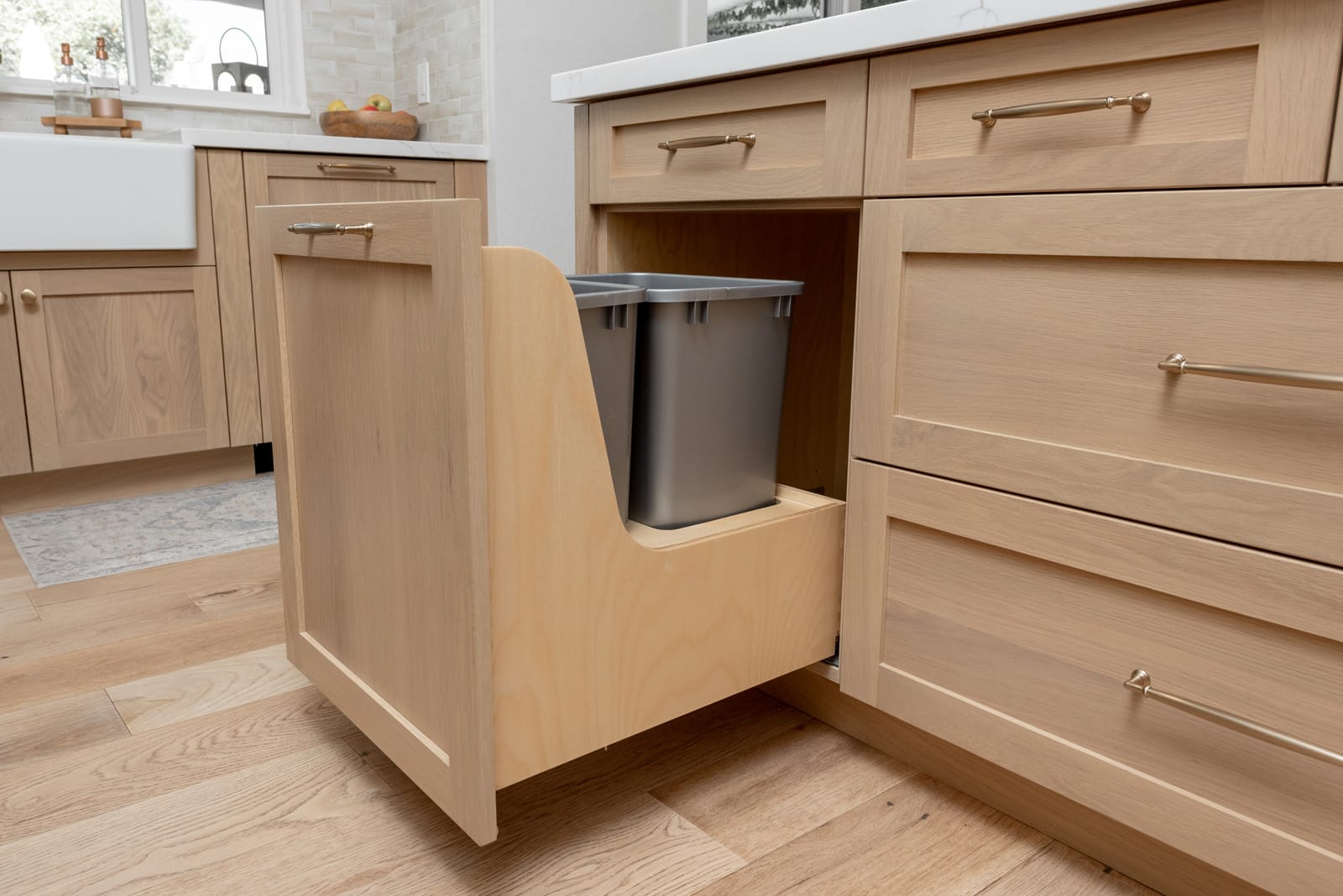 Concealed trash & recycling pull-out